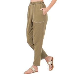 Lydiane Dusty Olive Contrast-Stitch Pocket Lounge Pants Size XS
